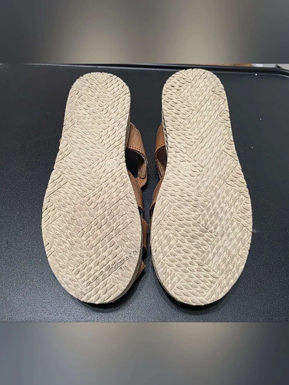 Kids Brown Leather Ghost Embroidered Sandals